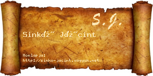 Sinkó Jácint névjegykártya